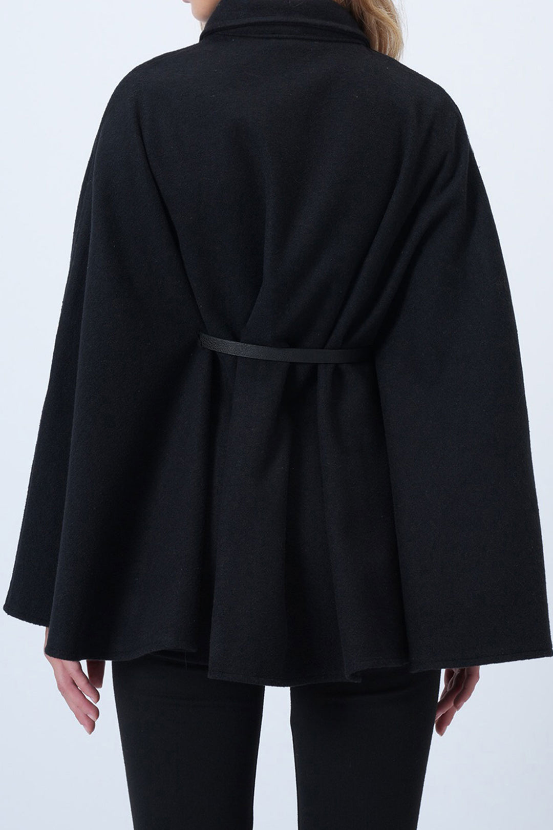 Black Belt Detailed Cape Coat BCHNV-251224 - Owensboro