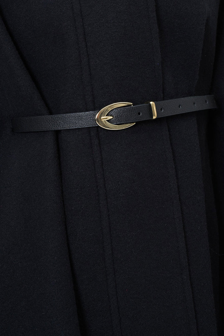 Black Belt Detailed Cape Coat BCHNV-251224 - Owensboro