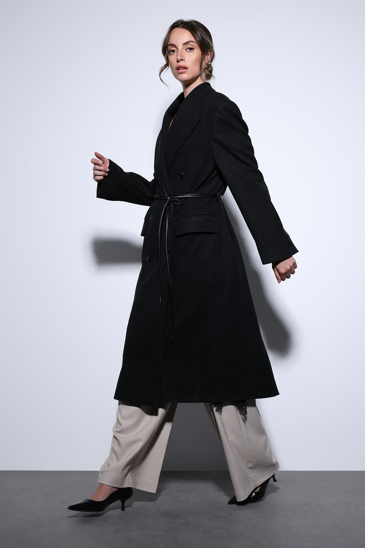 ANT Antioch Black Belted Wrap Women's Coat - Filderstadt