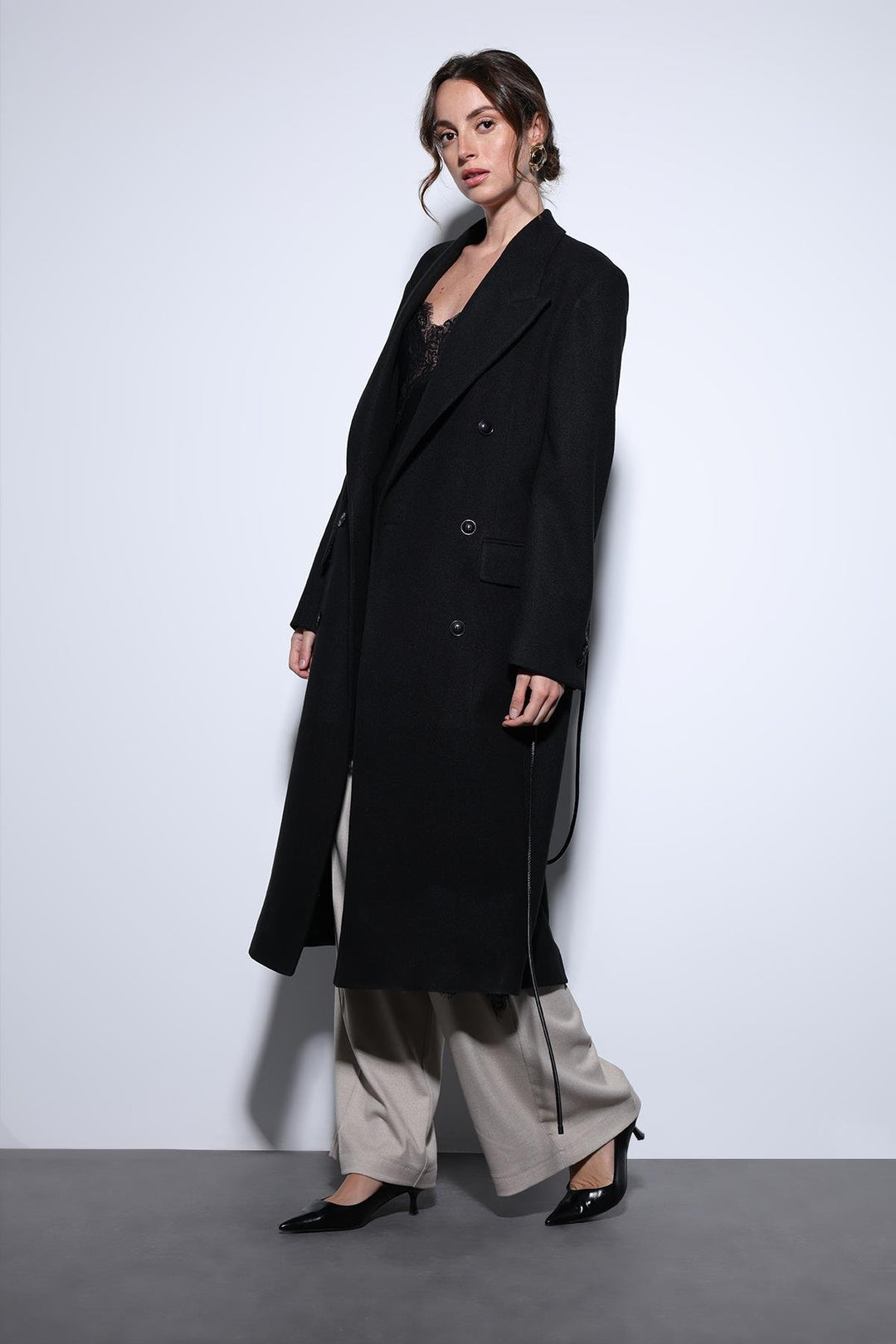 ANT Antioch Black Belted Wrap Women's Coat - Filderstadt