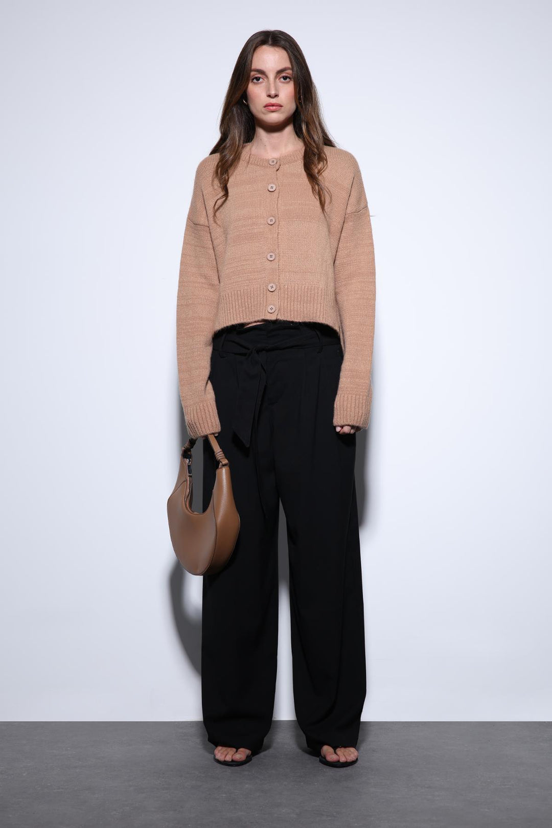 ANT Antioch Black Belted Pleated Wide Leg Women's Pants - Dubbo