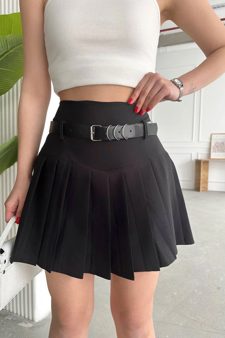 Black Belted Pleated Shorts Skirt BCHN-2525305 - Heidenheim