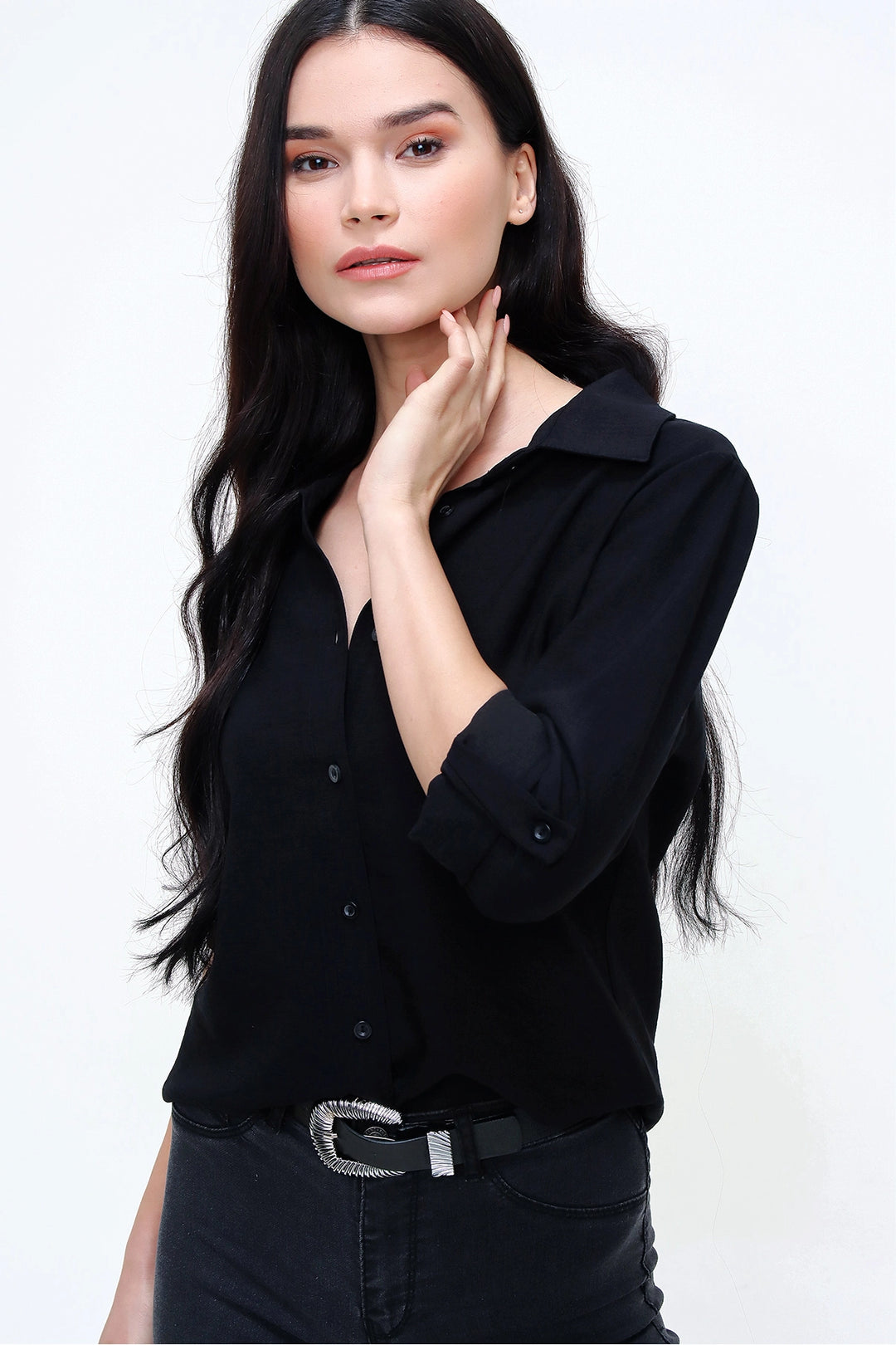 Black Linen Textured Shirt BCBSK-25700-3043 - Onteniente