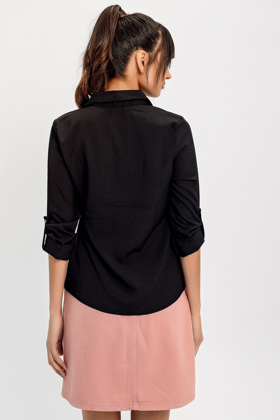 Black Linen Textured Shirt BCBSK-25700-T4006630 - Geelong