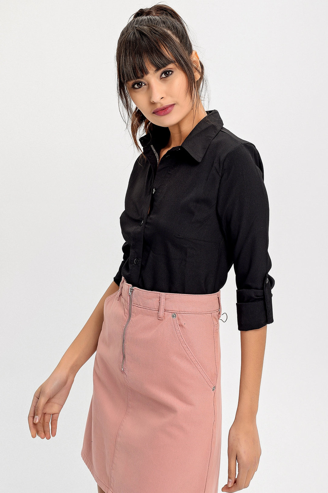Black Linen Textured Shirt BCBSK-25700-T4006630 - Geelong