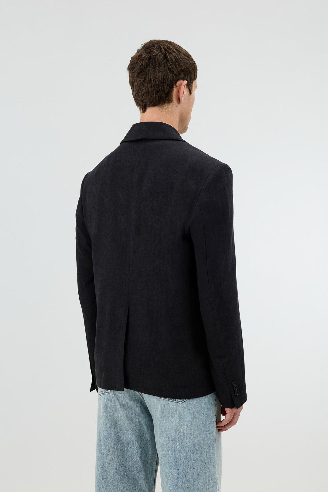 ANT Antioch Siyah Keten Karışımlı Balıksırtı Desenli Erkek Blazer Ceket - Prescott Valley