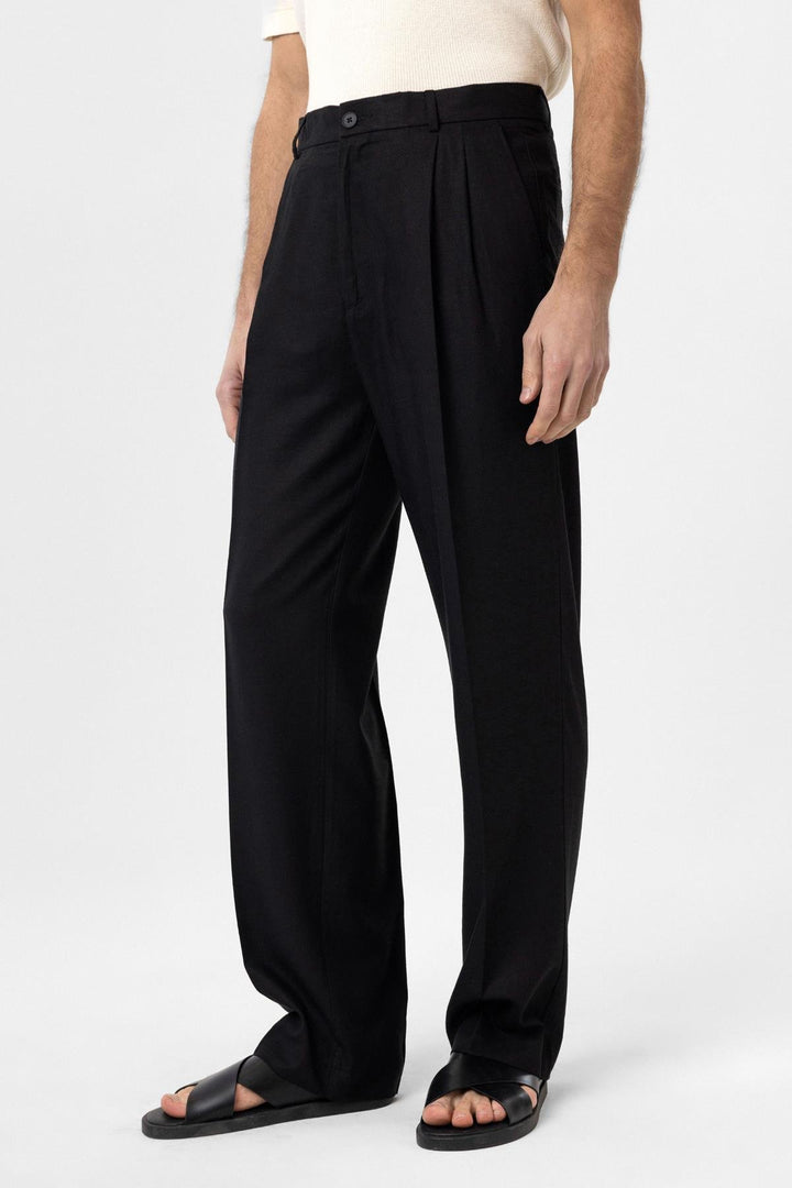ANT Antioch Siyah Keten Karışımlı Erkek Baggy Pantolon - Meppen