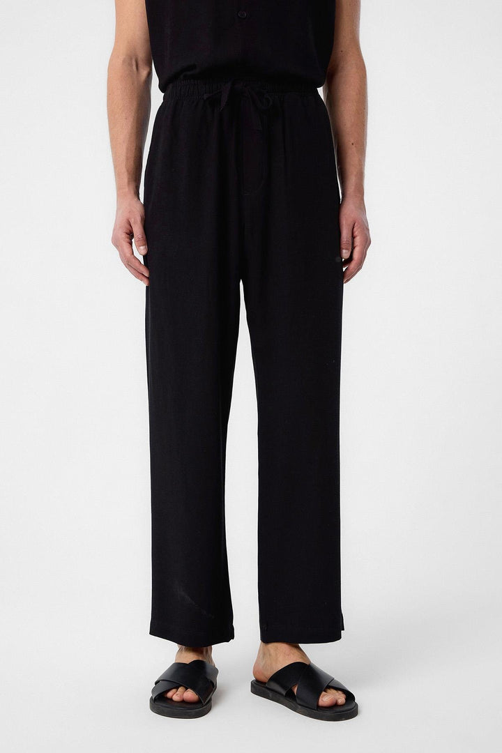 ANT Antioch Black Linen Blend Jogger Men's Pants - Lisbon