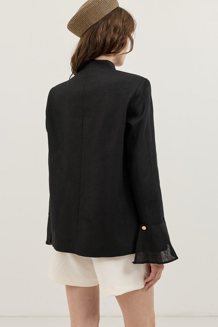 ANT Antioch Siyah Keten Karışımlı Kadın Blazer Ceket - Guadalajara
