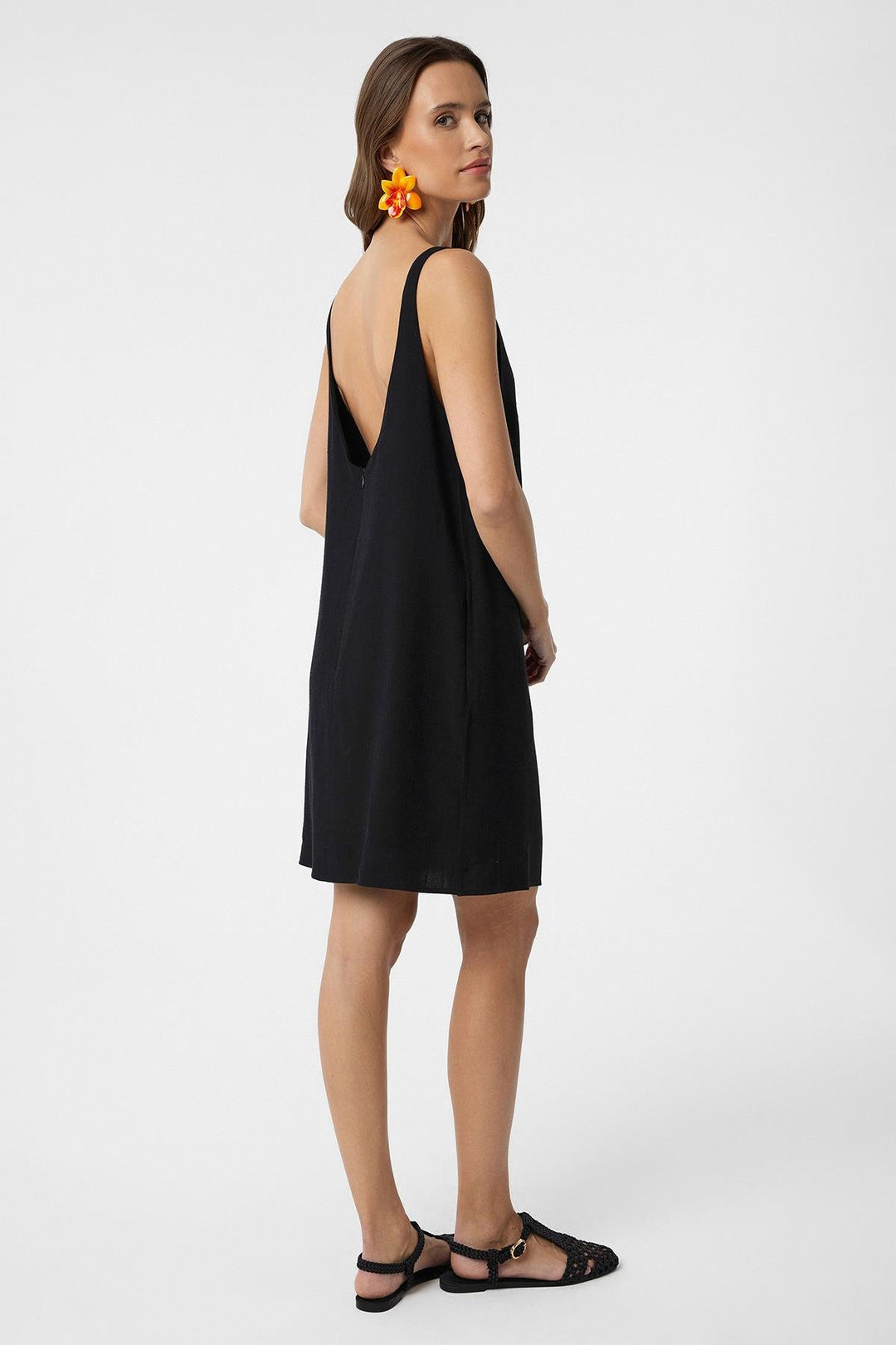 ANT Antioch Black Linen Blend Women's Mini Dress - Oro Valley