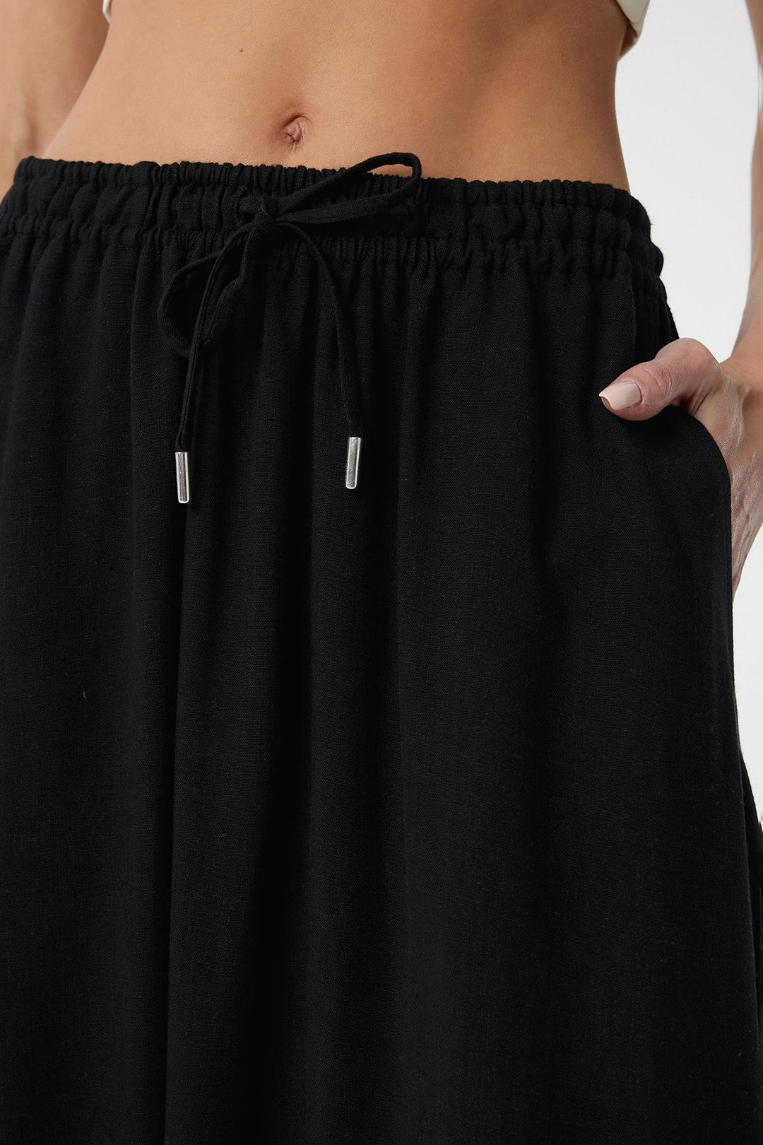 ANT Antioch Black Linen Blend Women's Long Skirt - Dubno