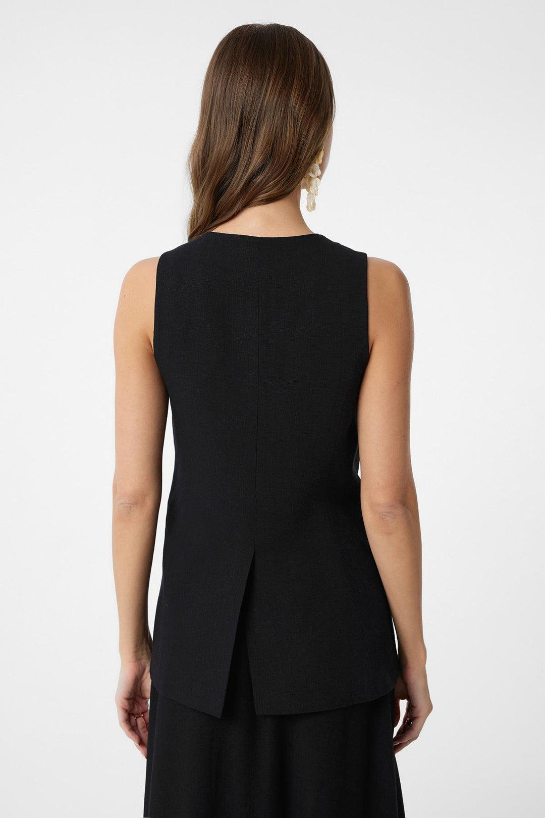 ANT Antioch Black Linen Blend Women's Long Vest - Boadilla del Monte