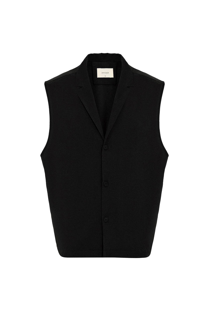 ANT Antioch Black Linen Blend Sleeveless Men's Shirt - Nicolás Romero