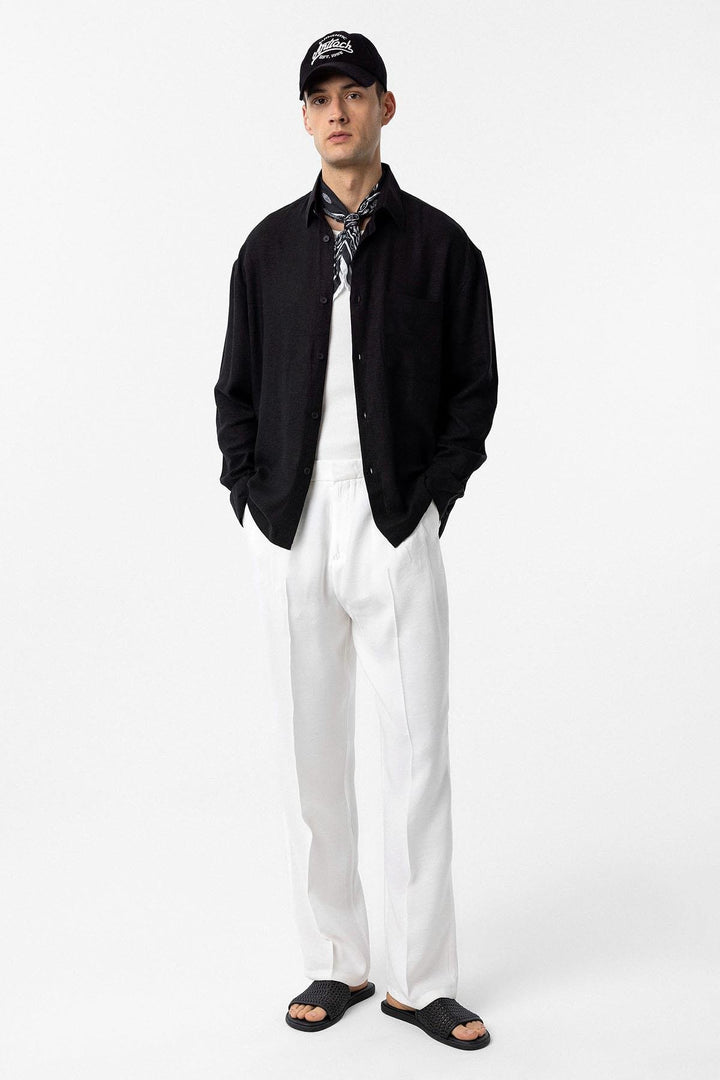 ANT Antioch Black Linen Blend Relax Fit Men's Shirt - Braşov