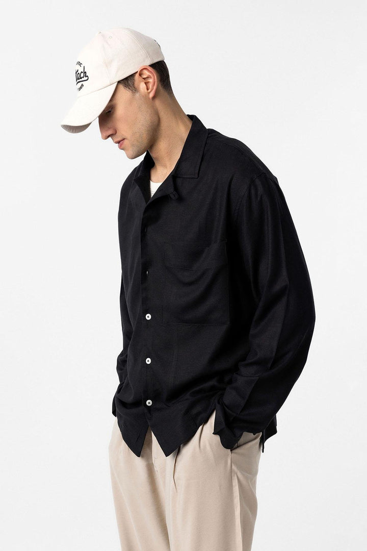 ANT Antioch Black Linen Blend Relax Fit Men's Shirt - Murcia