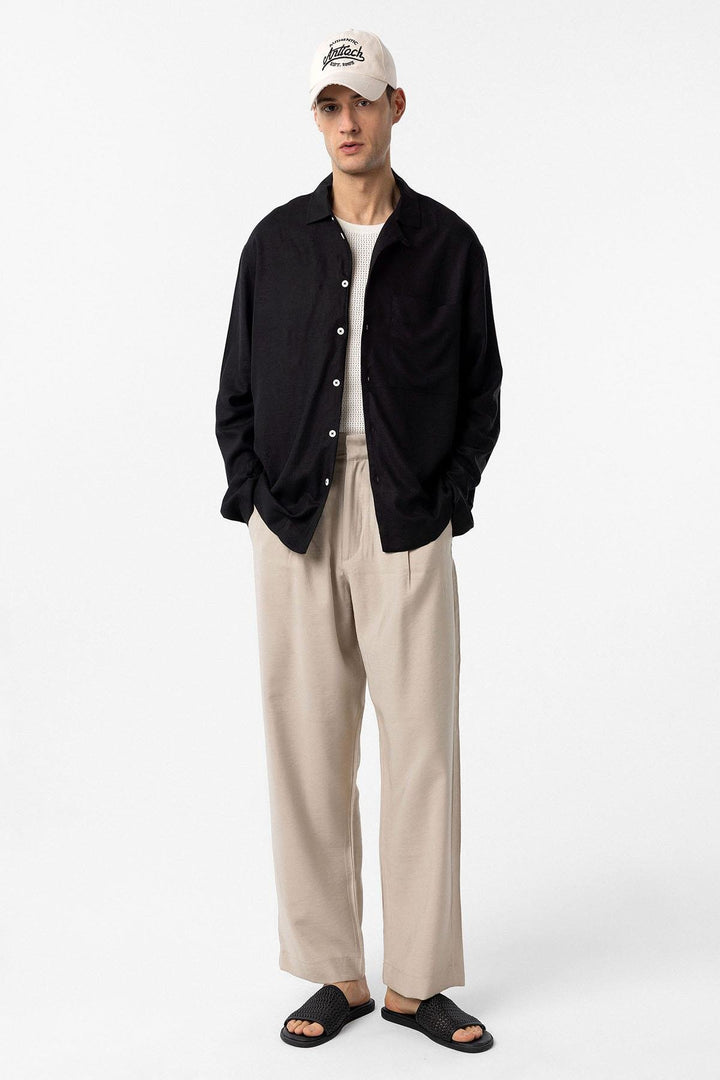 ANT Antioch Black Linen Blend Relax Fit Men's Shirt - Murcia