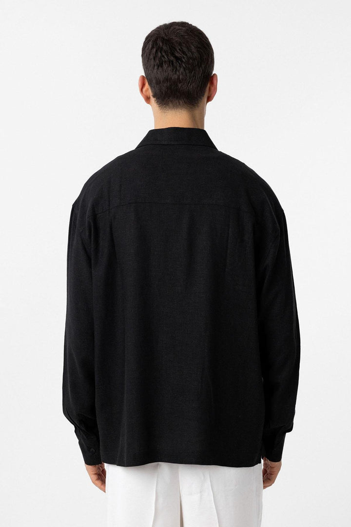 ANT Antioch Black Linen Blend Relax Fit Men's Shirt - Braşov