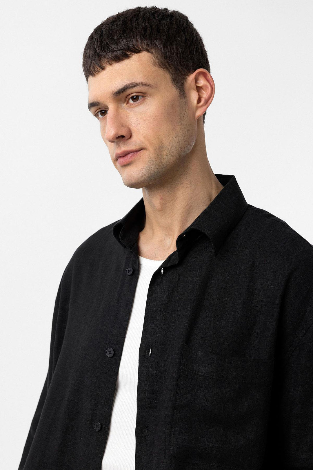 ANT Antioch Black Linen Blend Relax Fit Men's Shirt - Braşov