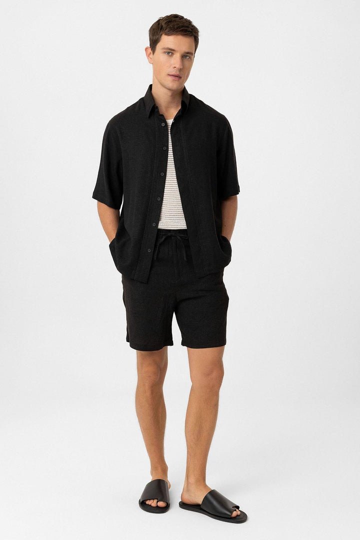 ANT Antioch Black Linen Blend Relaxed Fit Men's Shirt - Moorpark