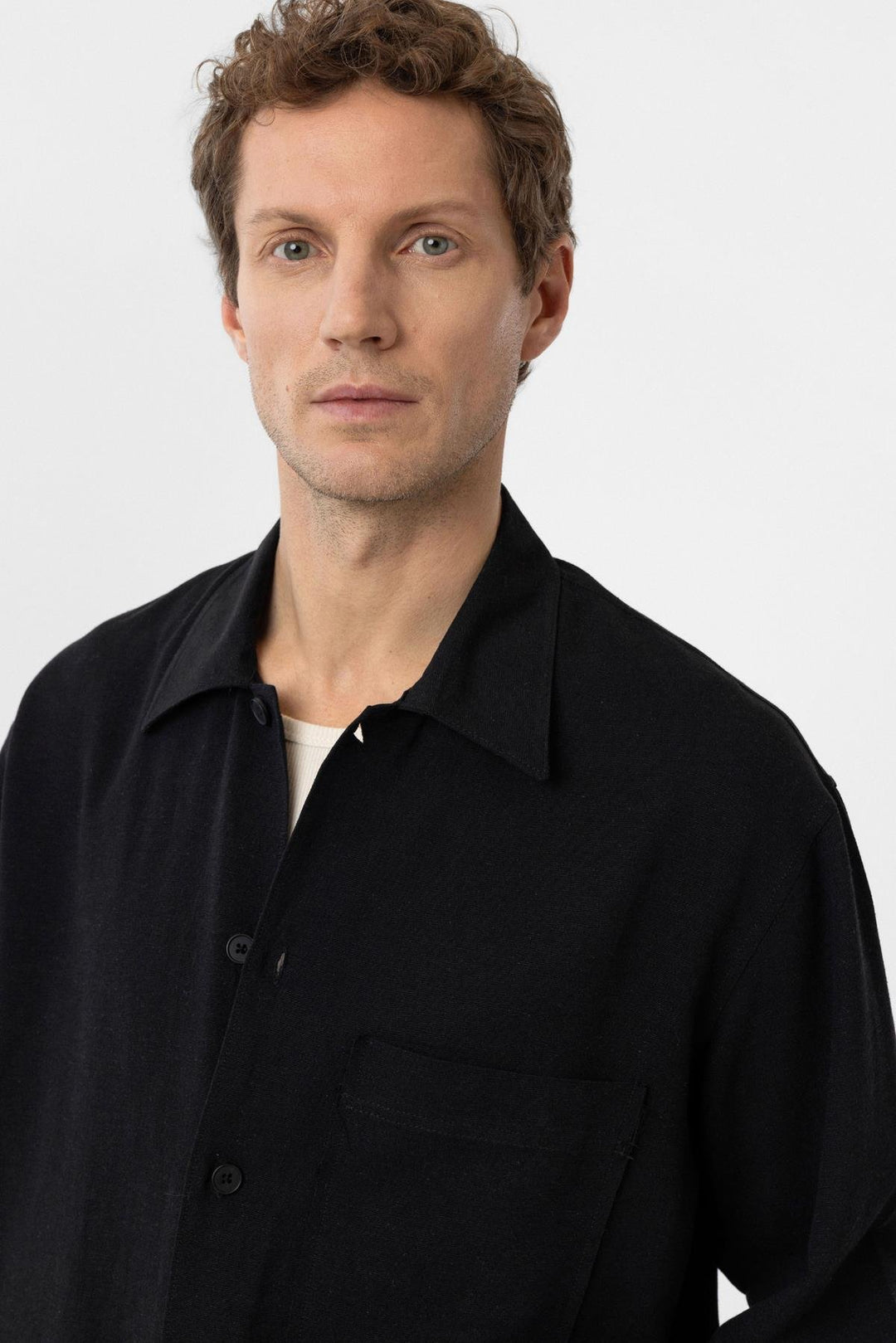 ANT Antioch Black Linen Blend Relaxed Fit Men's Shirt - Porirua