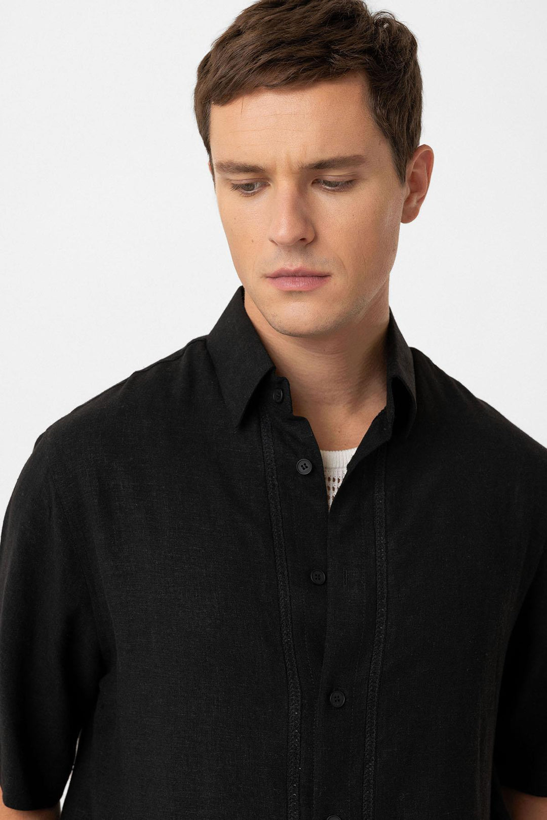 ANT Antioch Black Linen Blend Relaxed Fit Men's Shirt - Moorpark