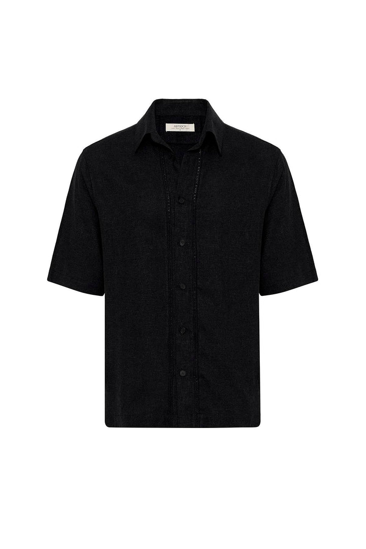 ANT Antioch Black Linen Blend Relaxed Fit Men's Shirt - Moorpark
