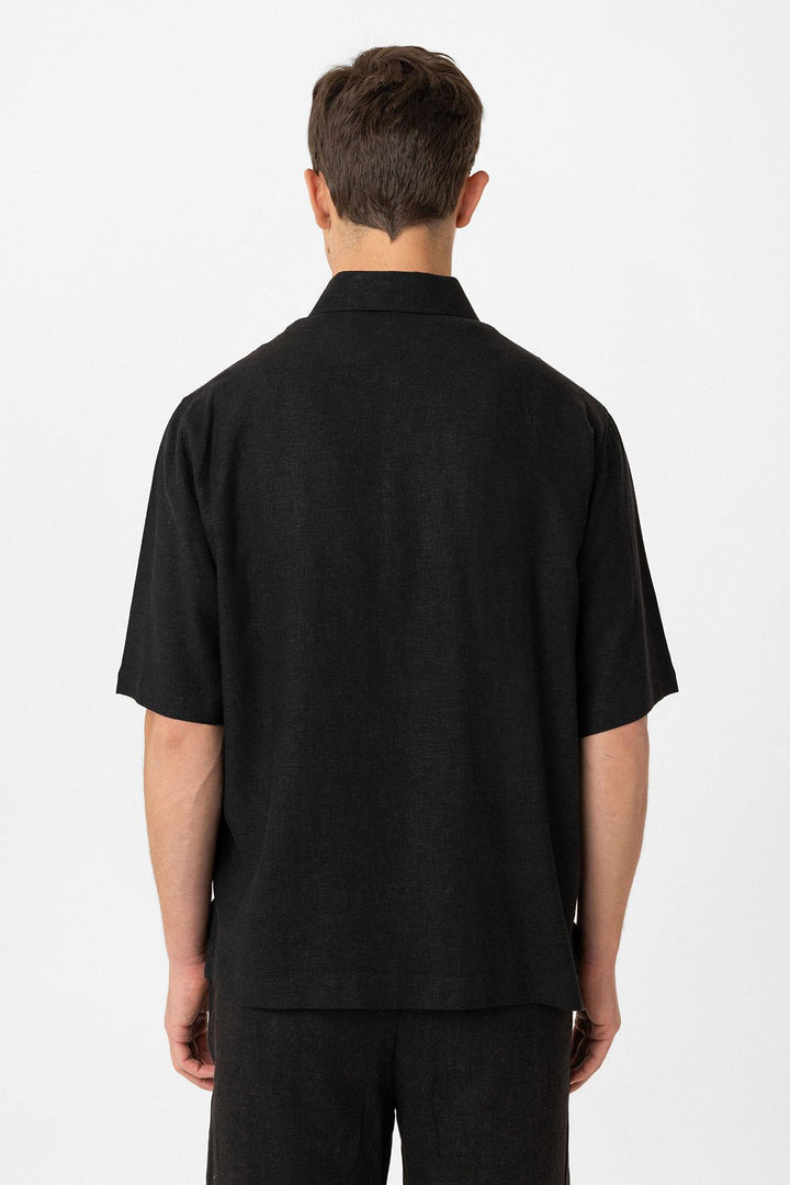 ANT Antioch Black Linen Blend Relaxed Fit Men's Shirt - Moorpark