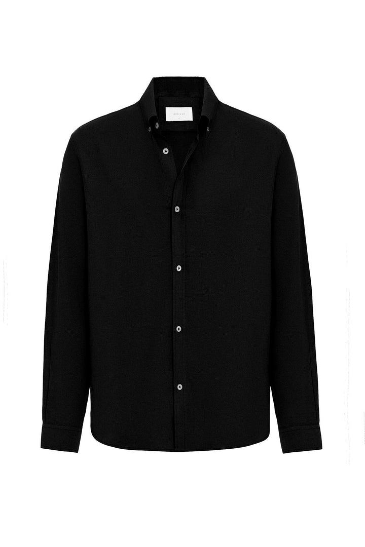 ANT Antioch Black Linen Blend Buttoned Collar Men's Shirt - Bend