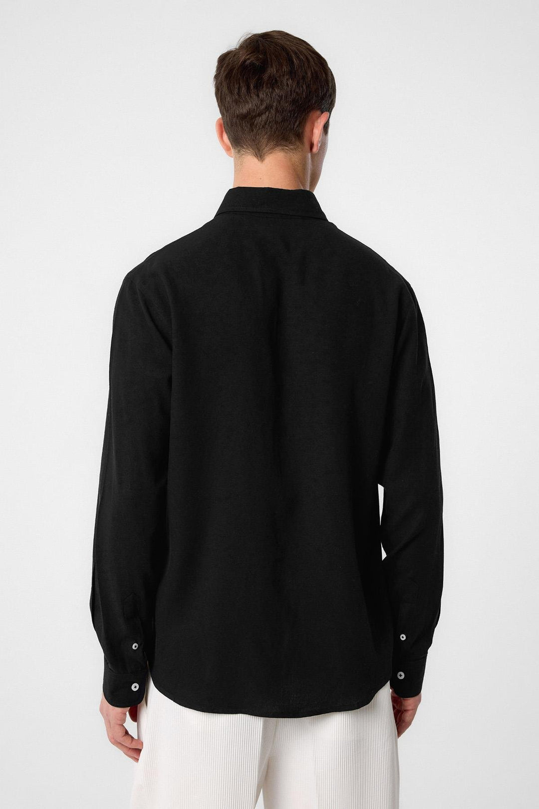 ANT Antioch Black Linen Blend Buttoned Collar Men's Shirt - Bend