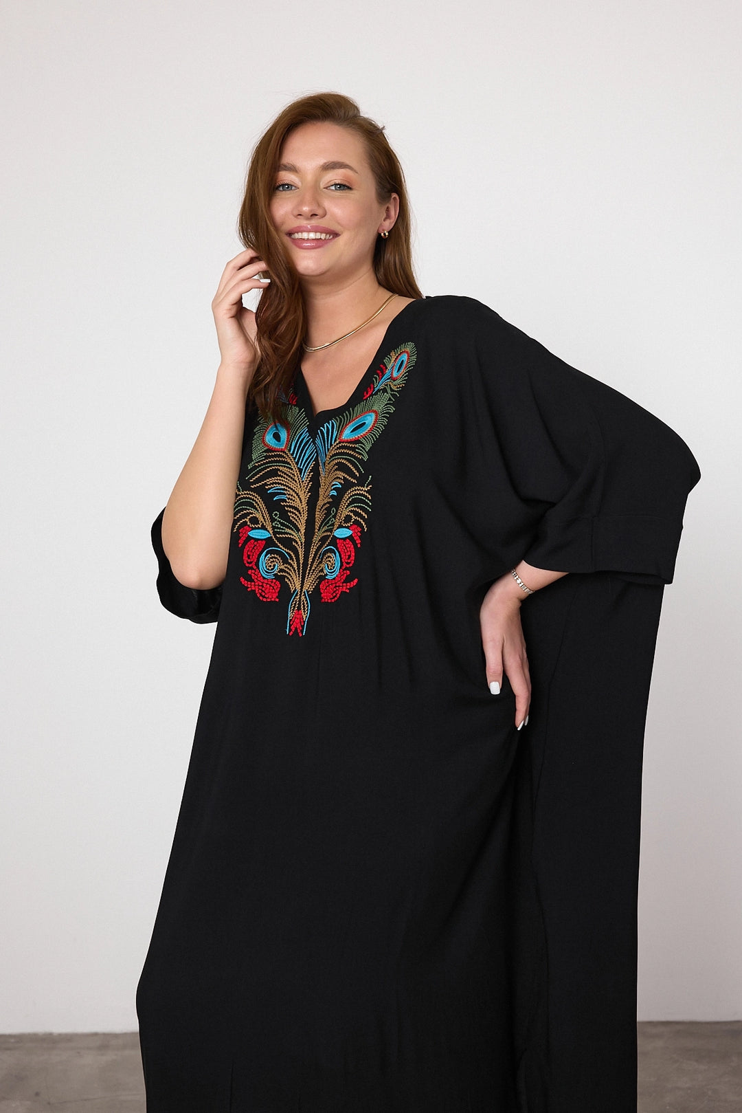 Maxi Boy Black Red Embroidered Woven Viscose Dress BCVL-25V046 - San Juan Despí