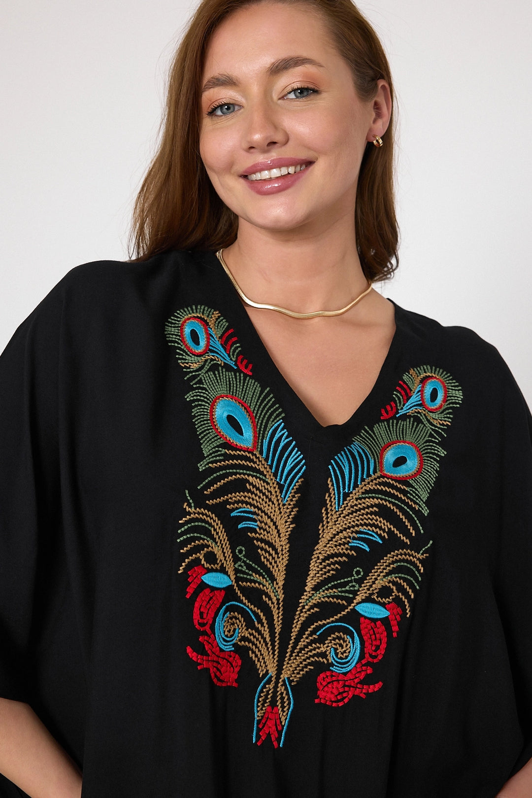 Maxi Boy Black Red Embroidered Woven Viscose Dress BCVL-25V046 - San Juan Despí