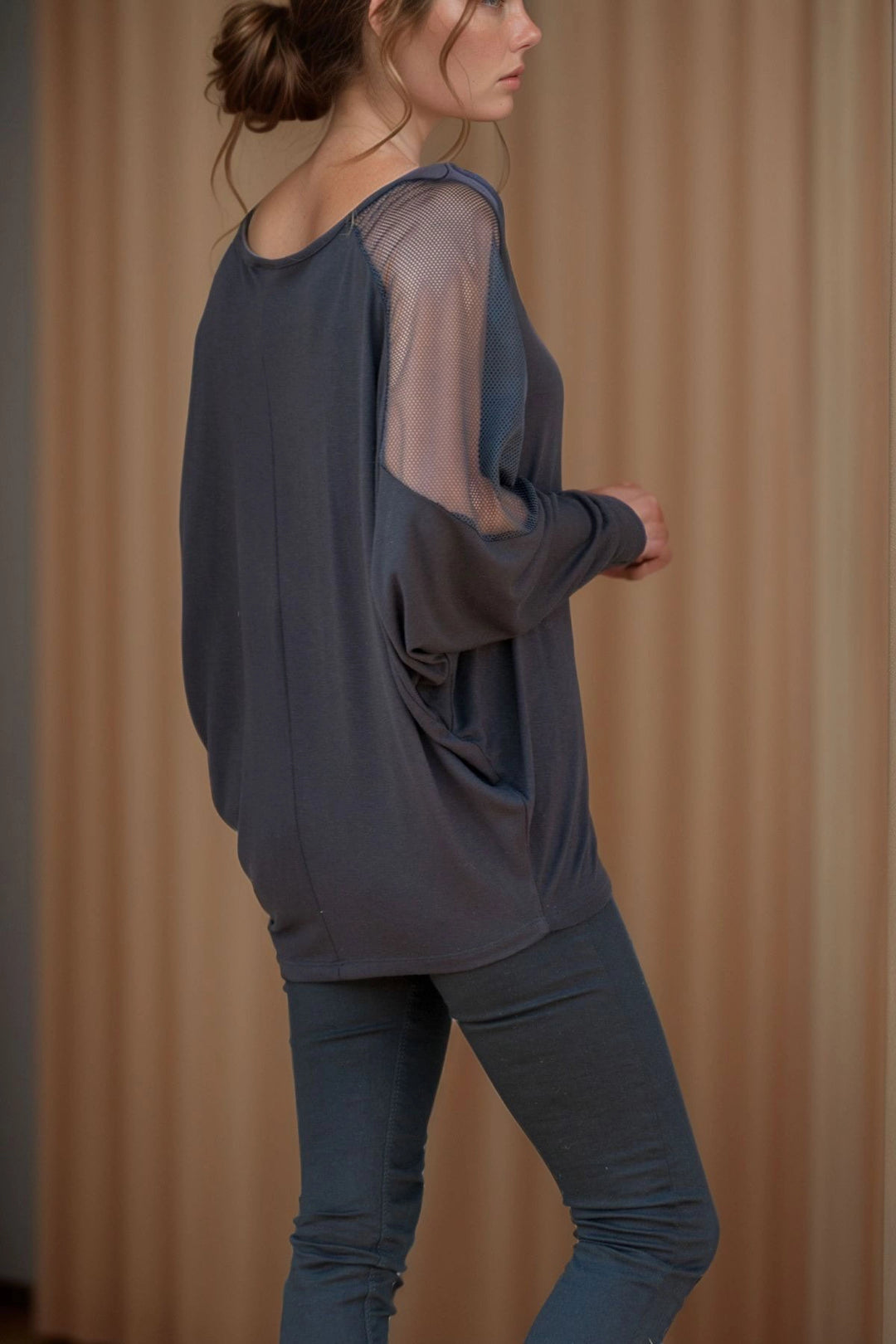 Black Detailed Long Sleeve Boat Neck Blouse BCBSK-25700-K4589 - Torrelavega