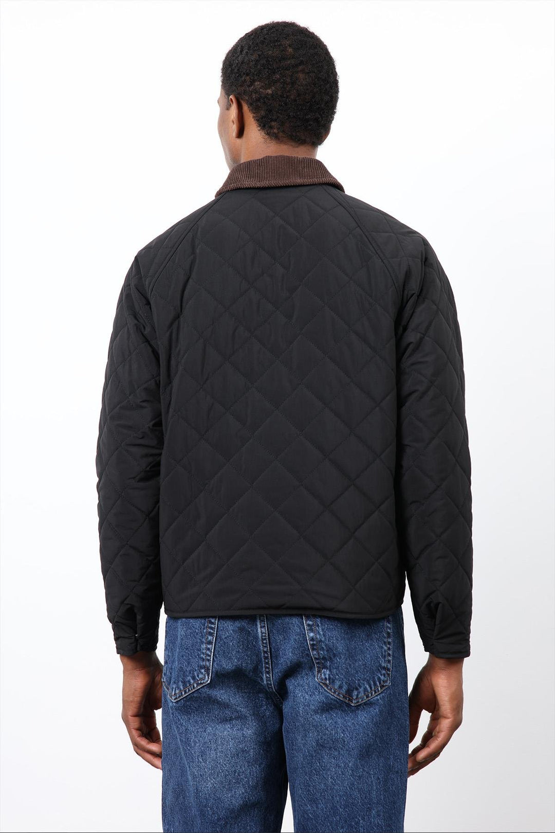 ANT Antioch Siyah Kontrast Yaka Baklava Desenli Erkek Mont - Millcreek