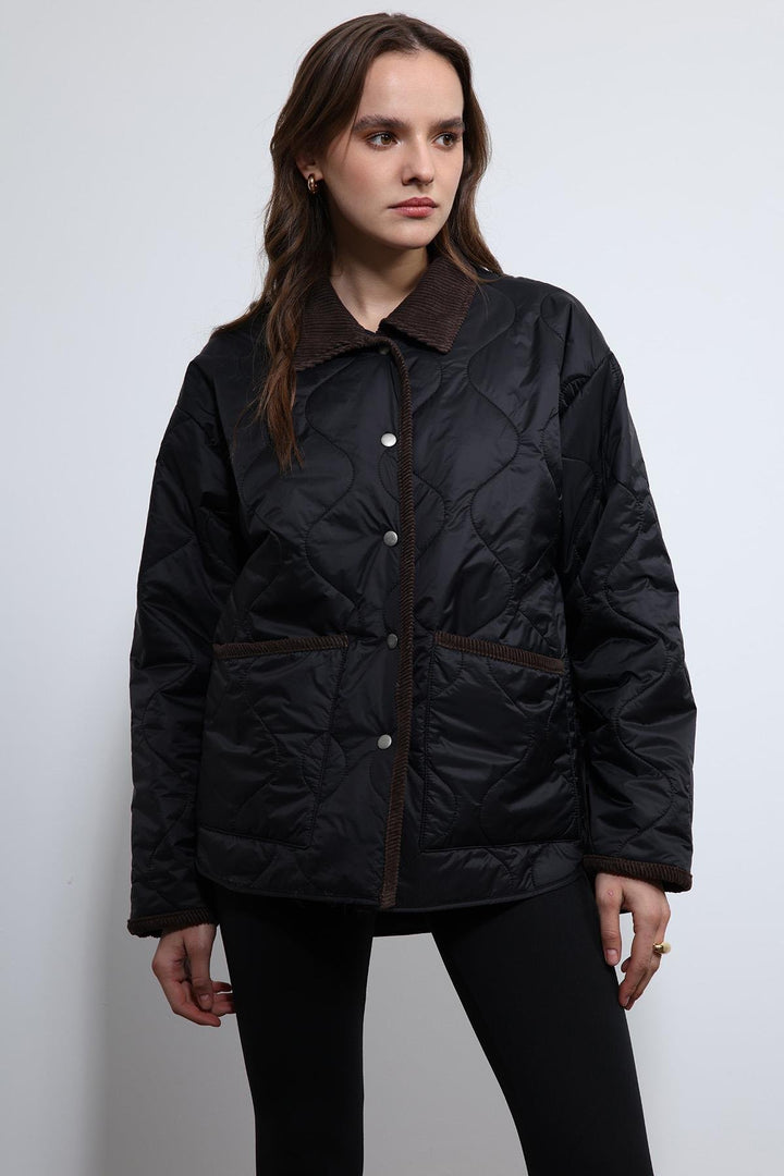 ANT Antioch Siyah Kontrast Yaka Desenli Mont - Moreno Valley