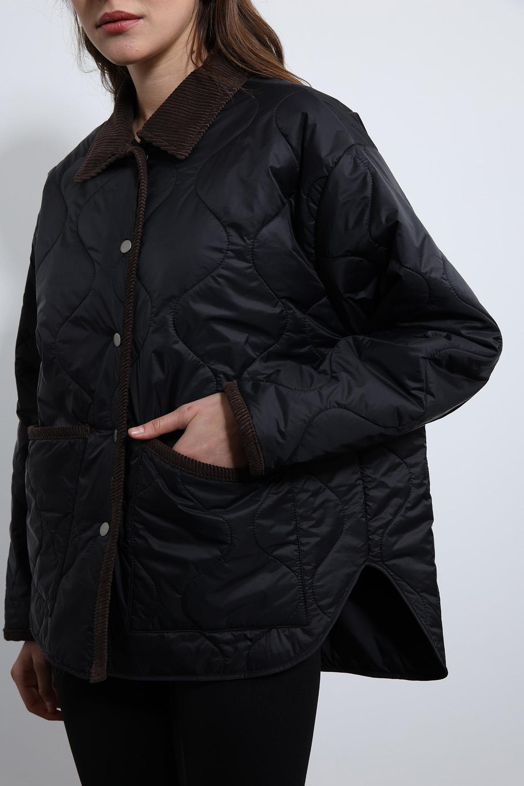 ANT Antioch Siyah Kontrast Yaka Desenli Mont - Moreno Valley