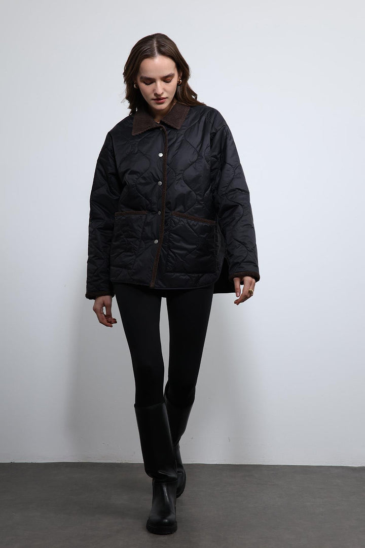 ANT Antioch Siyah Kontrast Yaka Desenli Mont - Moreno Valley