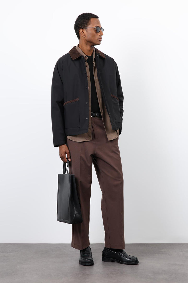 ANT Antioch Black Contrast Collar Men's Coat - Leamington