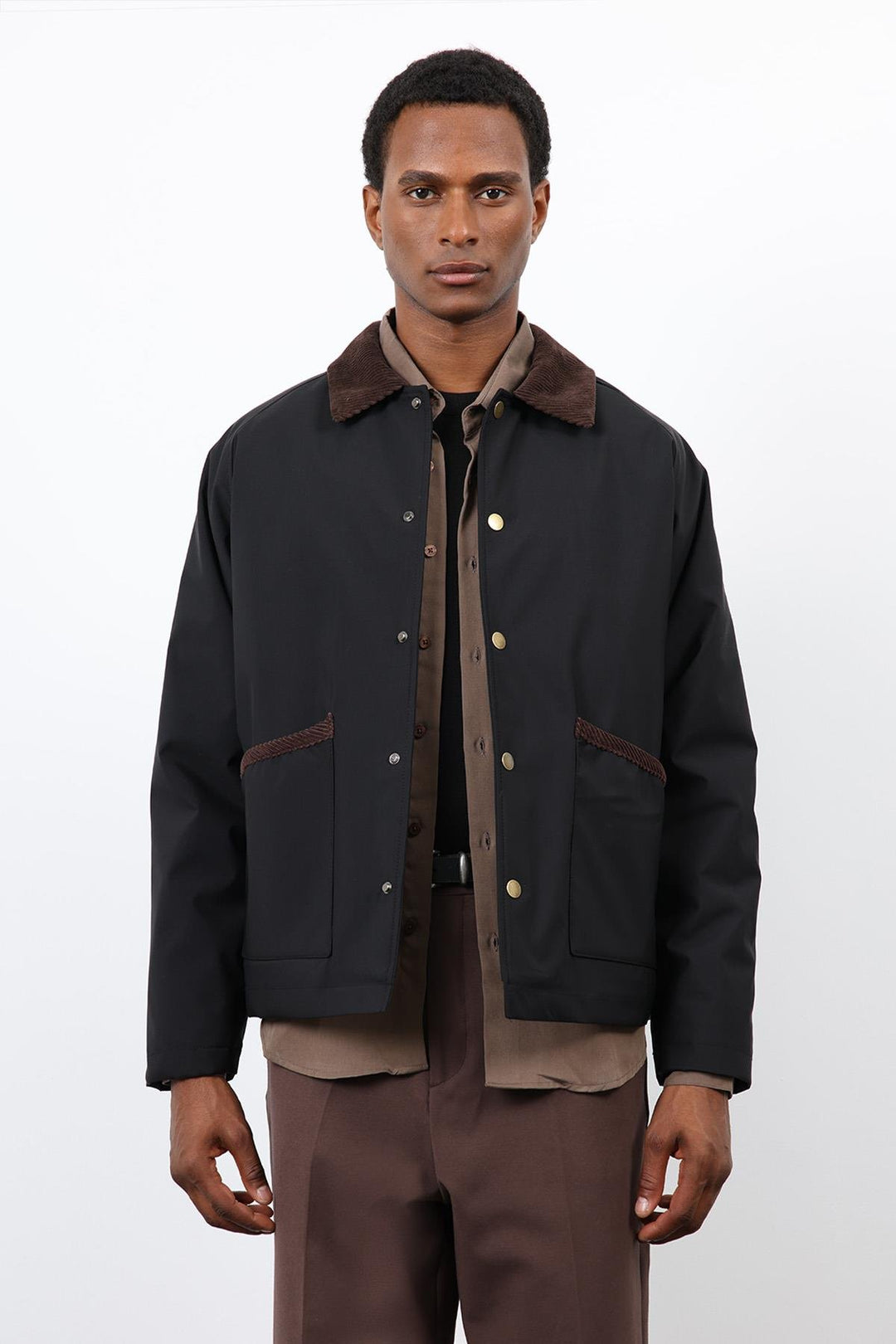 ANT Antioch Black Contrast Collar Men's Coat - Leamington