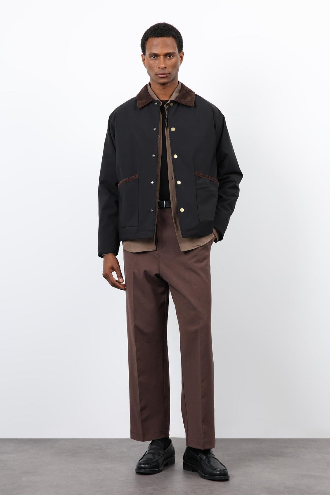 ANT Antioch Black Contrast Collar Men's Coat - Leamington