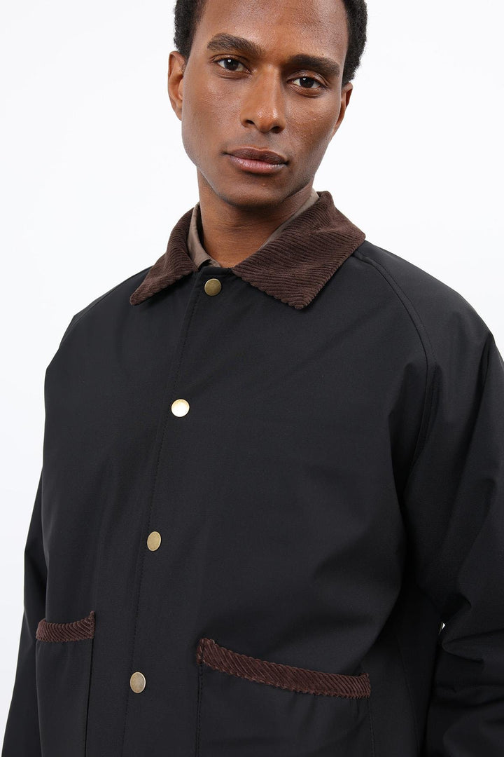 ANT Antioch Black Contrast Collar Men's Coat - Leamington