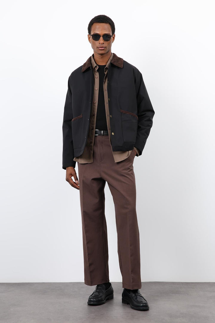 ANT Antioch Black Contrast Collar Men's Coat - Leamington