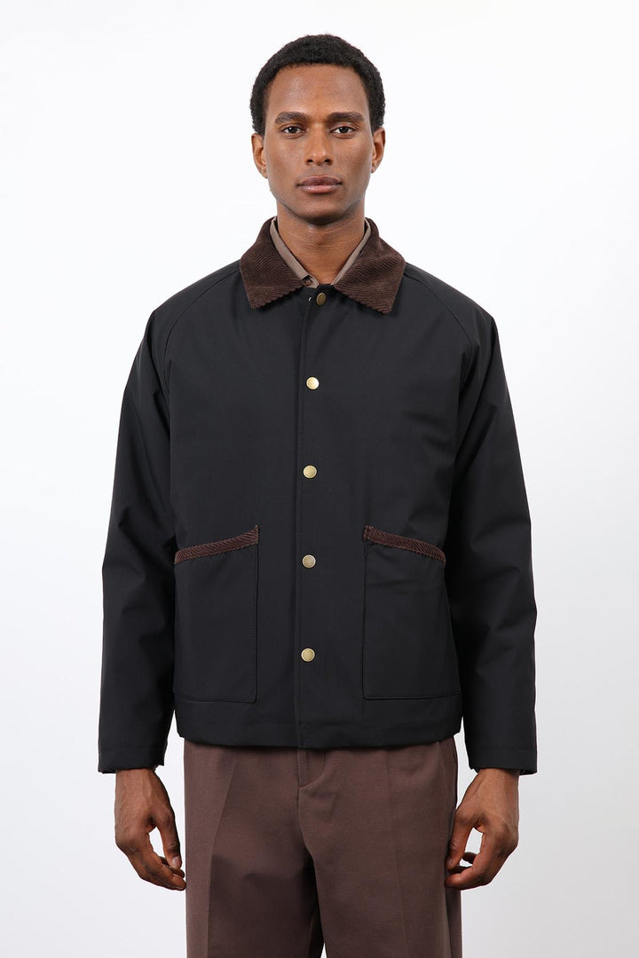 ANT Antioch Black Contrast Collar Men's Coat - Leamington