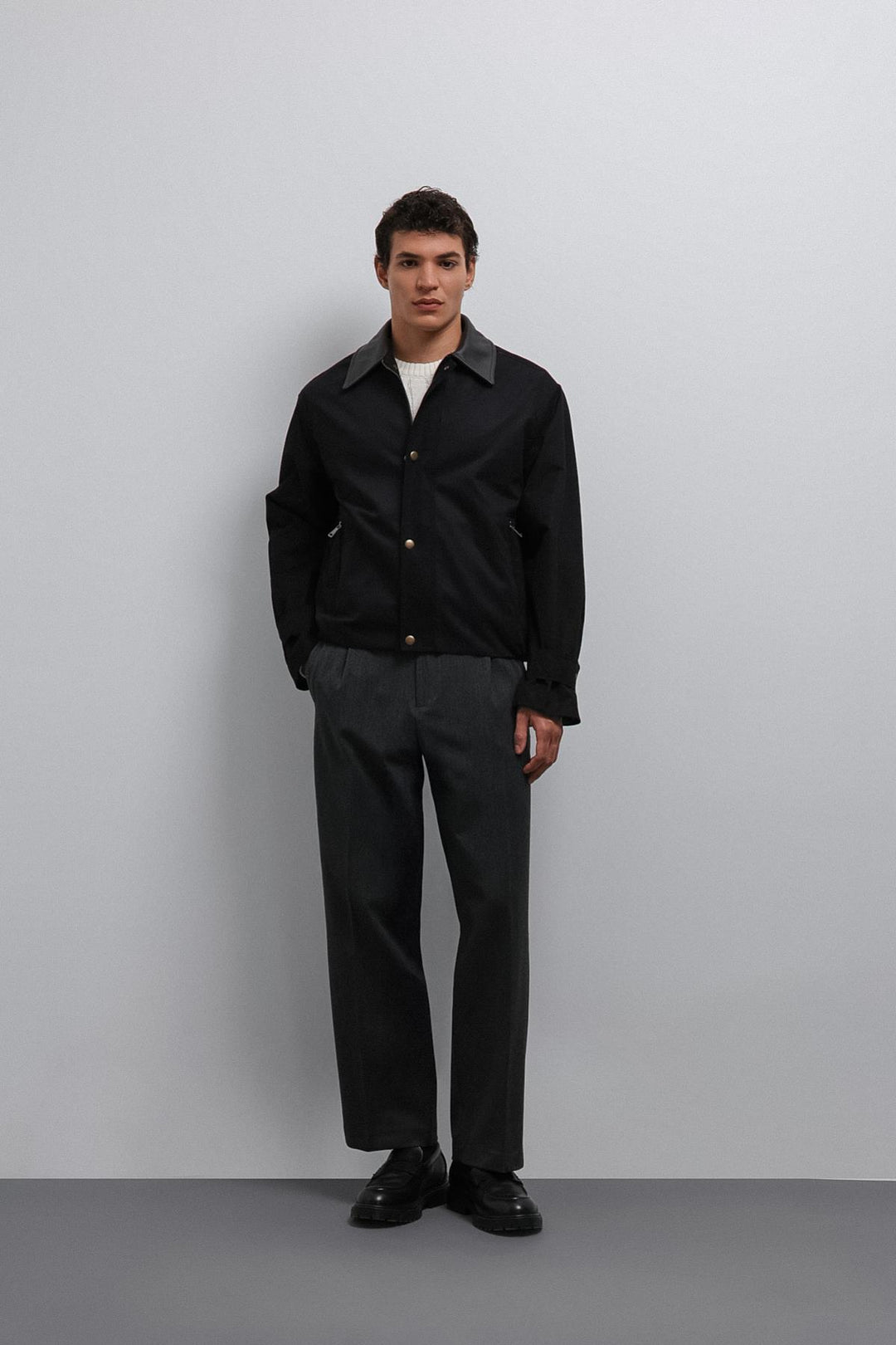 ANT Antioch Black Contrast Collar Technical Men's Coat - Cuneo