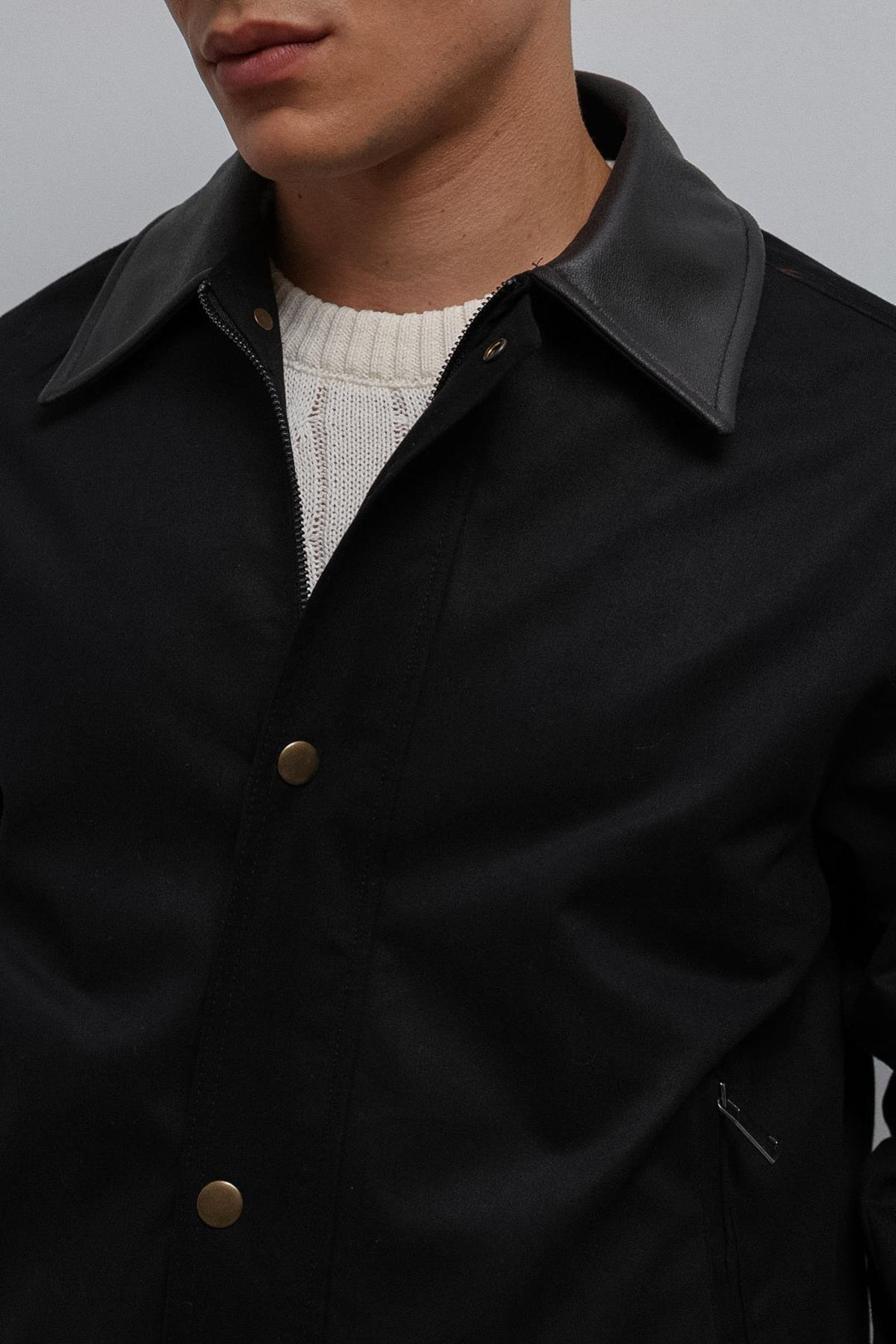 ANT Antioch Black Contrast Collar Technical Men's Coat - Cuneo