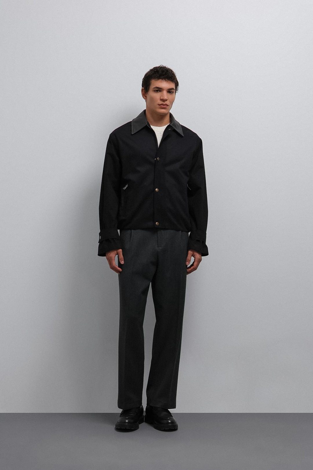 ANT Antioch Black Contrast Collar Technical Men's Coat - Cuneo