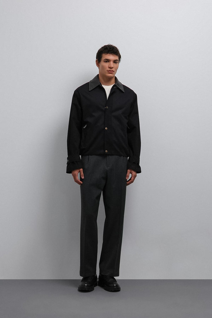 ANT Antioch Black Contrast Collar Technical Men's Coat - Cuneo