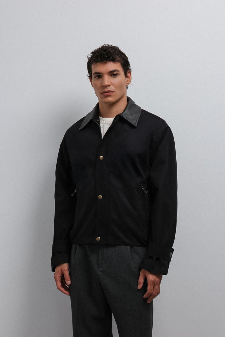 ANT Antioch Black Contrast Collar Technical Men's Coat - Cuneo