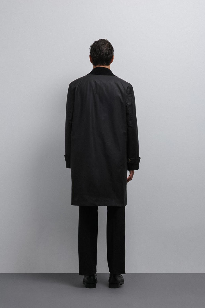 ANT Antioch Black Contrast Collar Technical Men's Trench Coat - Ciudad Manuel Doblado