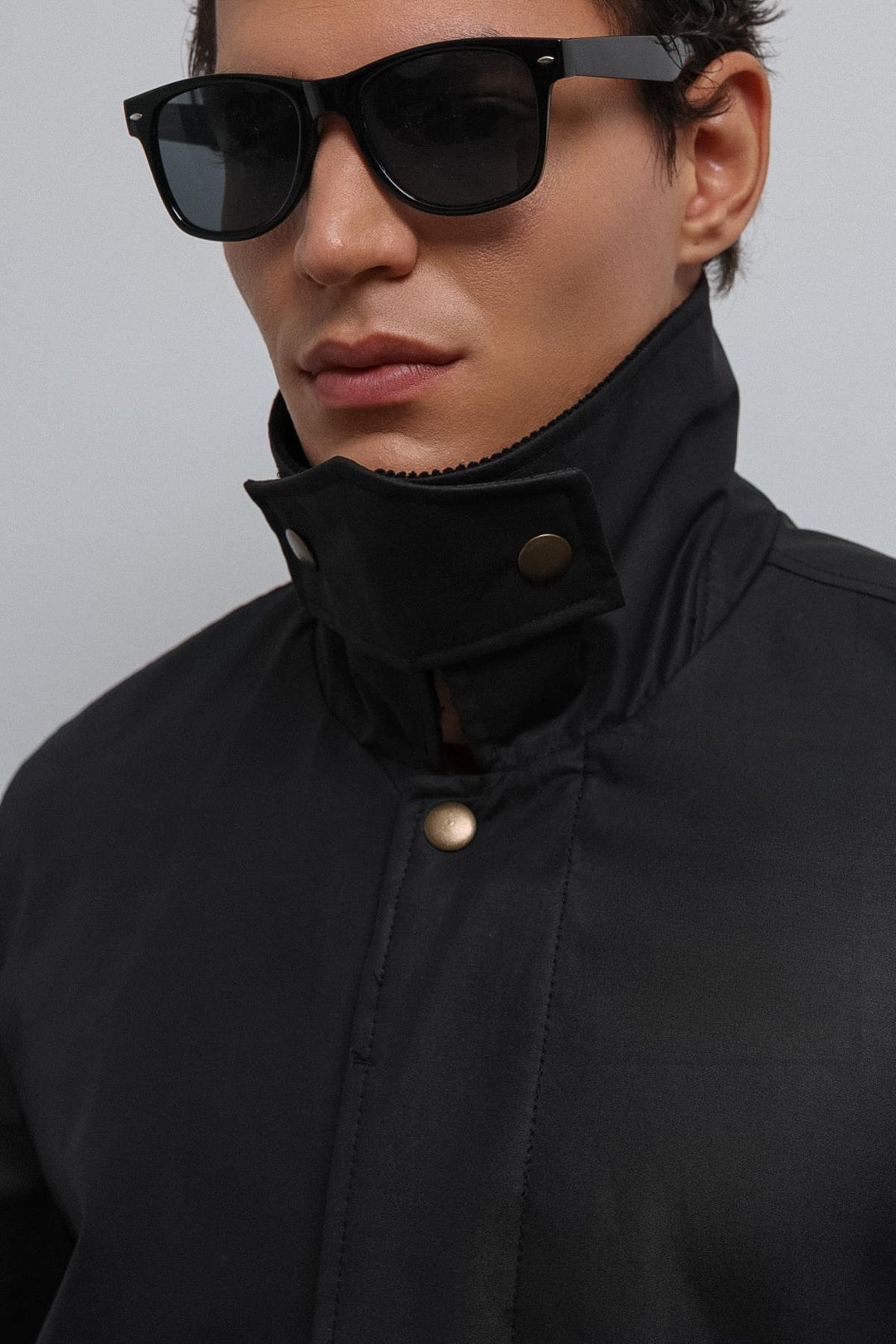 ANT Antioch Black Contrast Collar Technical Men's Trench Coat - Ciudad Manuel Doblado