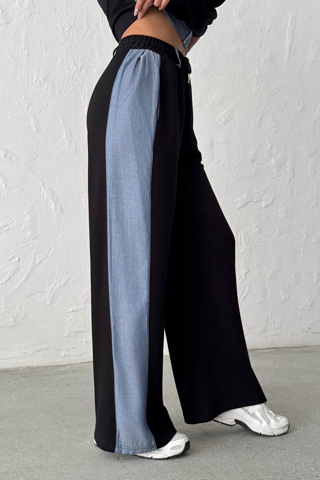 Black Denim Fabric Garnished Soft Textured Pants Jacket Suit BCHN-25261021 - Halifax